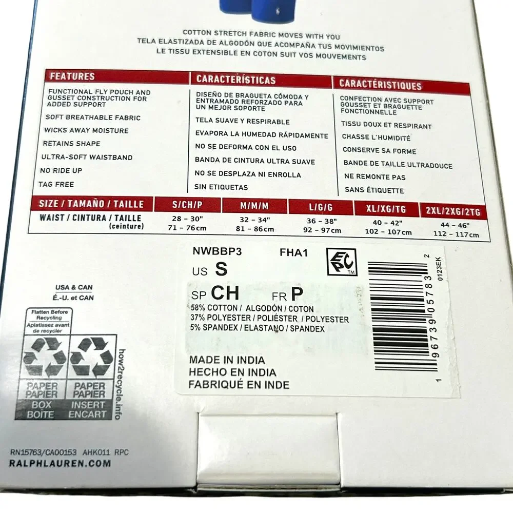 Polo Ralph Lauren 3 Stretch Classic Fit Boxer Briefs NIB Men's Sz S Navy Blue